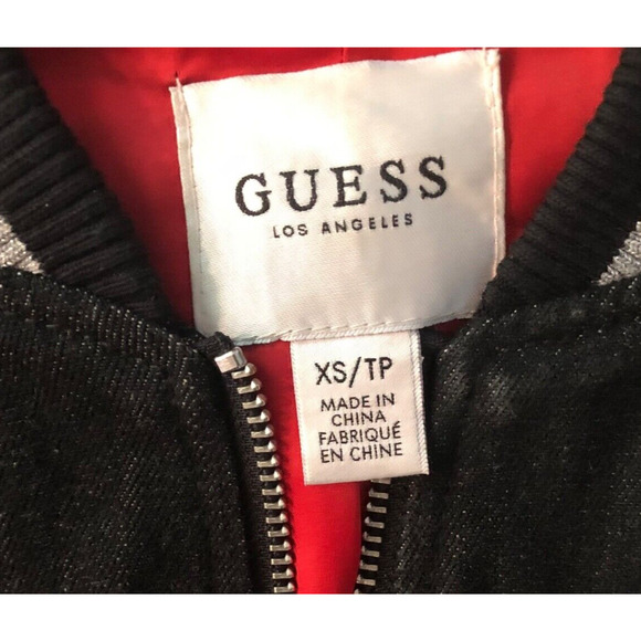 Vintage Woman's Guess Jacket with Embroidered Flowers on front and back Black XS - Picture 3 of 5